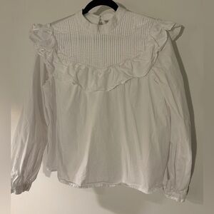 a new day White Ruffled Blouse - cottage core